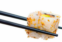 Sushi with chop-sticks