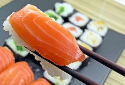 Sushi with chop-sticks