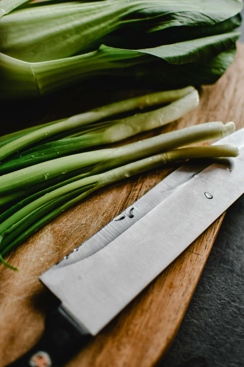 Green Onions with Knife
